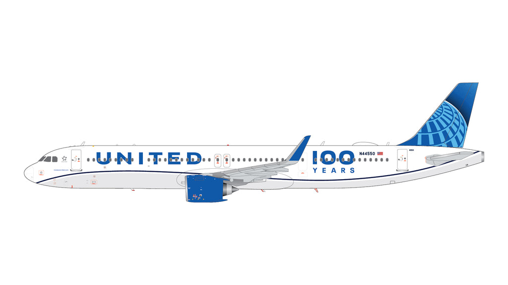 GeminiJets G2UAL1524 1:200 United Airlines Airbus A321neo "100 Years" N44550