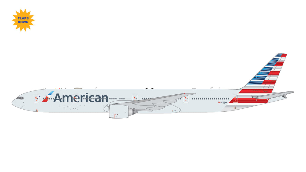 GeminiJets GJAAL2303F 1:400 American Airlines Boeing 777-300ER (Flaps Down)