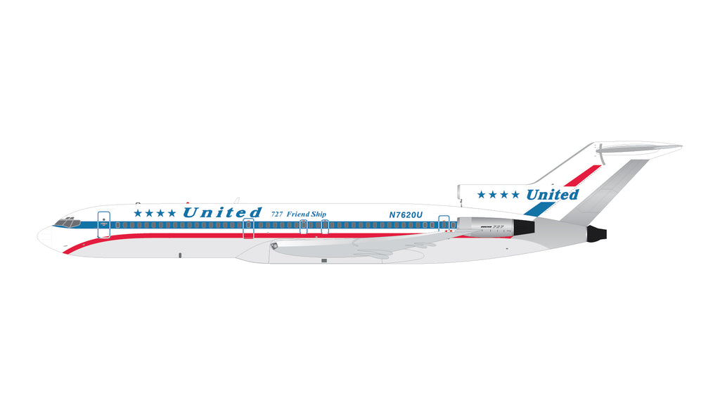 GeminiJets GJUAL2352 1:400 United Airlines Boeing 727-200 "Stars & Bars" N7620U
